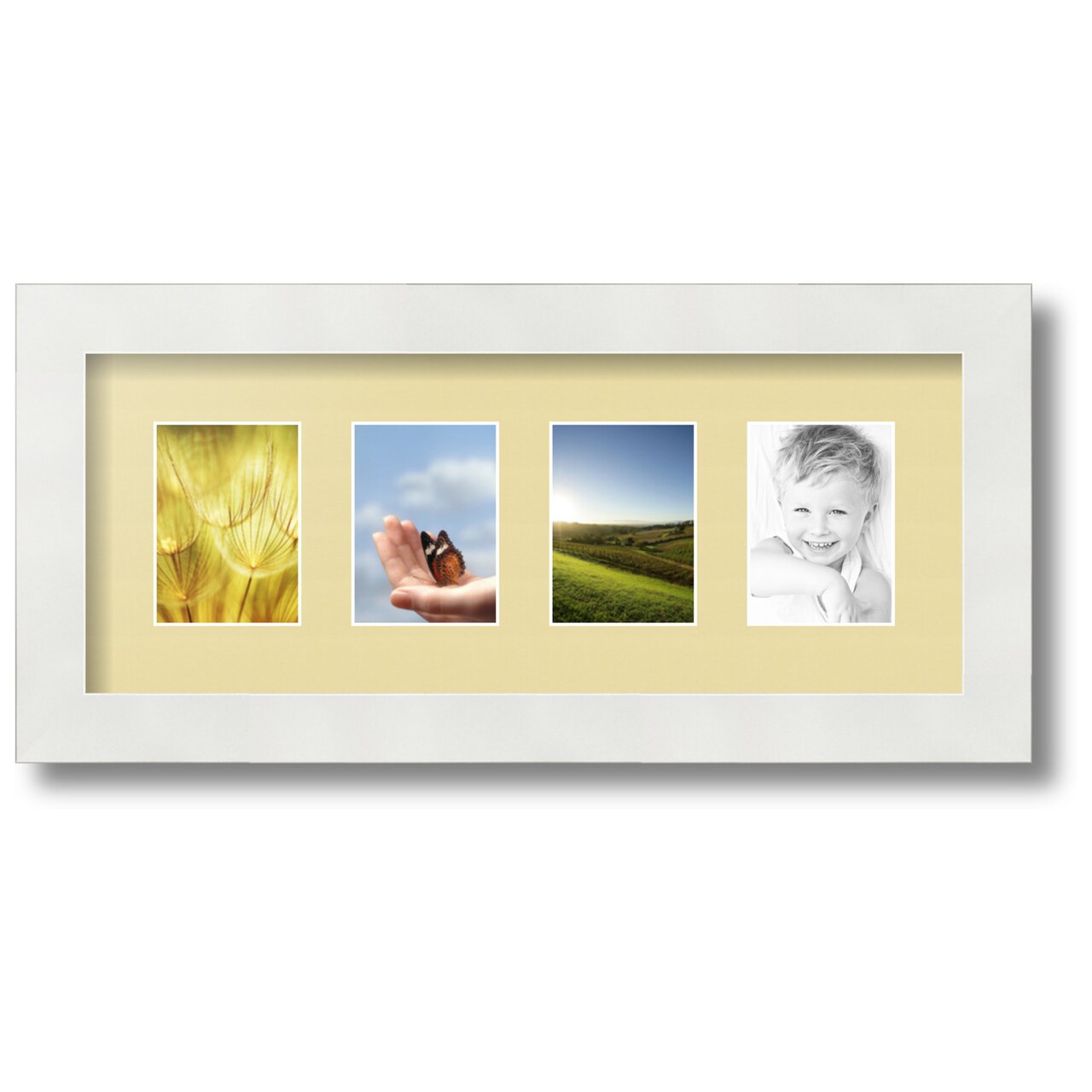 ArtToFrames Collage Photo Picture Frame with 4 - 2.5x3.5 inch Openings, Framed in White with Over 62 Mat Color Options and Regular Glass (CSM-3966-20)